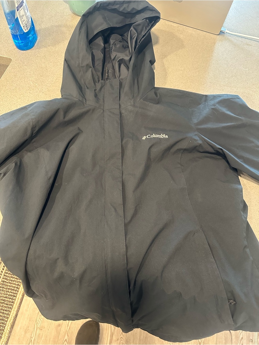 Columbia Black Hooded Waterproof Raincoat